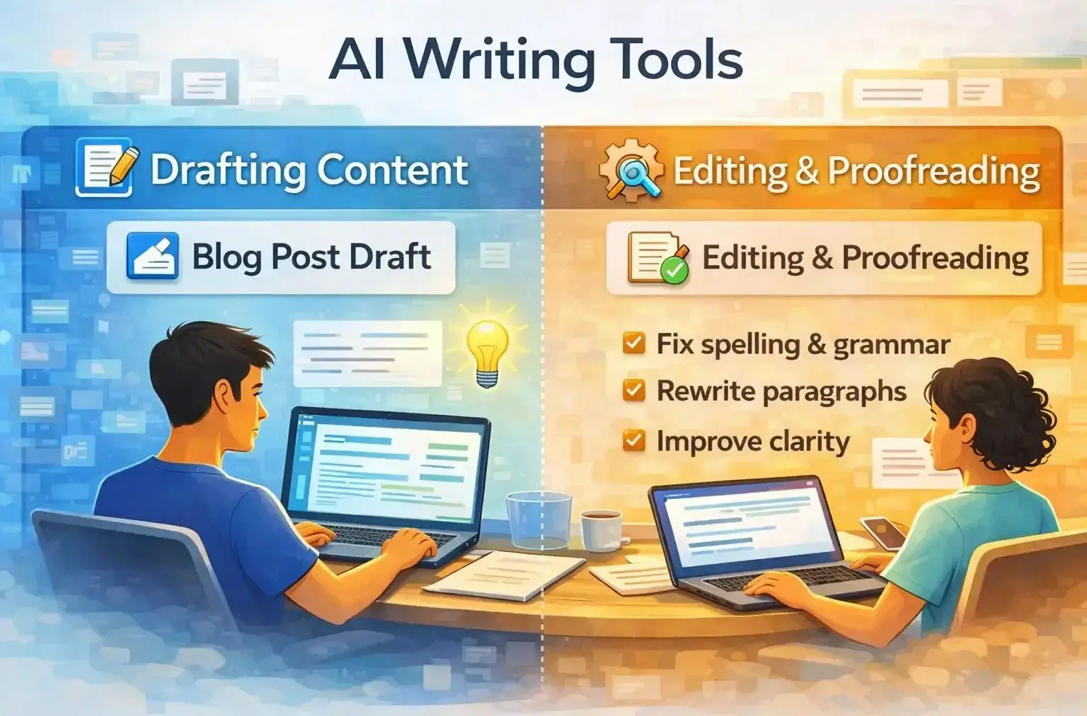 AI writing tools for drafting and editing