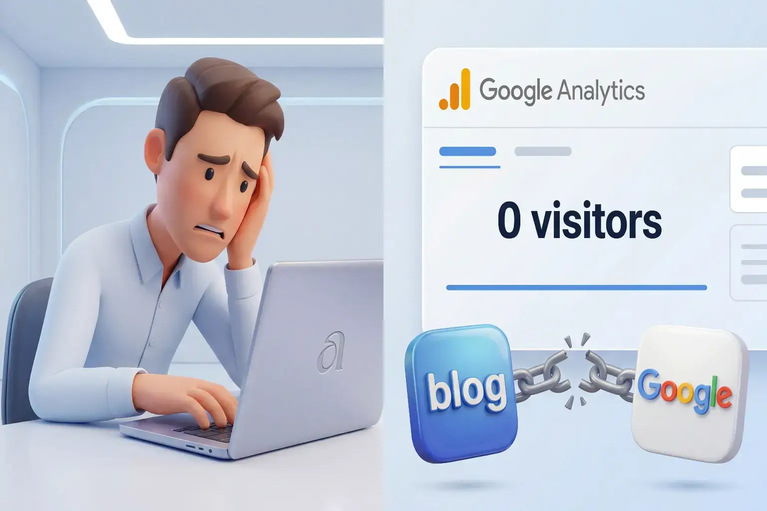 Google Analytics showing zero visitors due to broken blog-Google connection